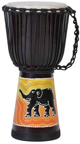 40cm Profi Djembe Trommel Bongo Drum Buschtrommel Percussion Motiv Elefant Afrika Art - (Für Kinder ab 6 Jahren und Anfänger)