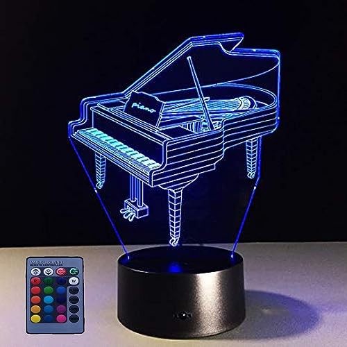 3D Klavier Lampe USB Power Fernbedienung 7/16 Farben Amazing Optical Illusion 3D wachsen LED Lampe Formen Kinder Schlafzimmer Geburtstag Weihnachten Geschenke Nacht Licht