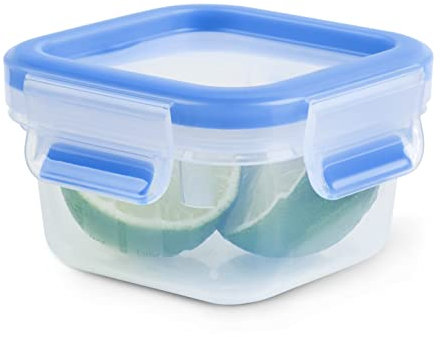 Tefal Master Frischhaltedose für Lebensmittel, rechteckig, transparent/blau, Plastik, transparent/blau, 0,25 l