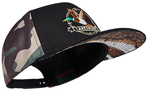 Lakeshore® Jagd Cap - Snapback Jagd Kappe - Schwarz/Camouflage - 100% Baumwolle - Herren & Damen