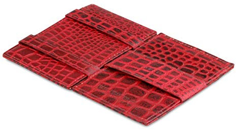 Garzini Magic Wallet, RFID Geldbeutel für Herren aus echtem Leder mit Platz für 10 Karten, Mini Geldboerse als Geschenk für Männer, Croco Burgundy