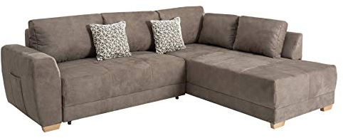 Riess Ambiente Moderne Wohnlandschaft Norway Taupe Schlafsofa inkl. Kissen Schlafcouch Sofa