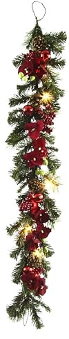 Künstliche Tannen-Girlande Tanne, Orchidee, Zapfen und Beeren, mit LED-Beleuchtung Weihnachtsgirlante Tannengirlande Lichterkette Kette