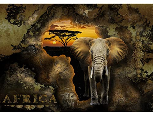 Runa Art Fototapete Afrika Elefant 352 x 250 cm Vlies Tapeten XXL Moderne Wandtapete Wohnzimmer Schlafzimmer Braun 9447011b