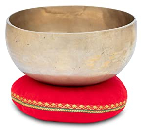 XDrum Omshanti Cuenco Tibetano 17 cm Set - Peso: 900g - hecho a mano en India - ideal para meditación y terapias - incluye cojín a juego