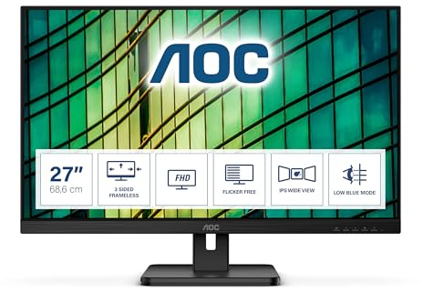 AOC 27E2QAE - 27 Zoll FHD Monitor, Adaptive Sync (1920x1080, 75 Hz, VGA, HDMI, DisplayPort) schwarz