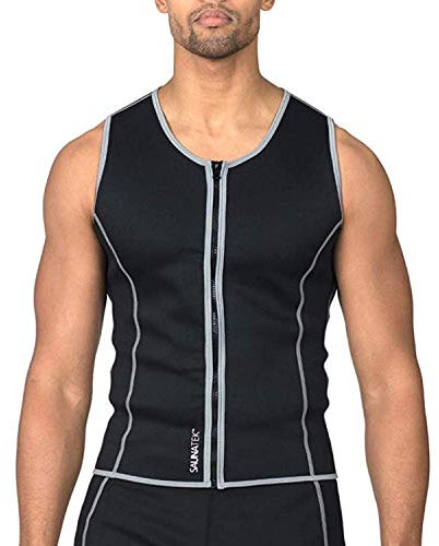SaunaTek Men's Neoprene Sauna Sweat Suit Vest for Weight Loss and Body Shaping, XL