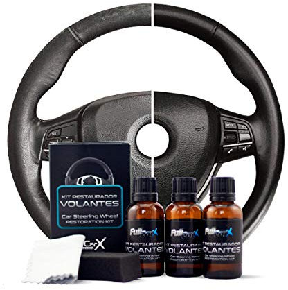 FullCarX Kit Restaurador Volantes de Cuero/Piel/Negro - Recuperador de Todo Tipo de Volantes Viejos/Desgastados