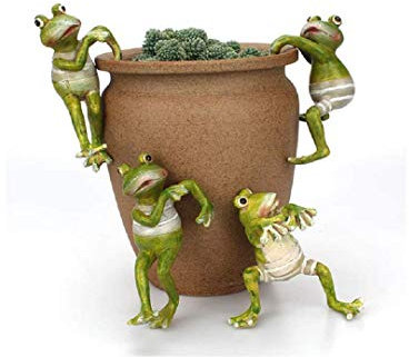 zmgmsmh Resin Frog Planter Pot Hanger Decorations Frog Flower Pot Resin Creative 3D Craft Frog Figurines Frog Statue Climbing Decoration Animal Ornaments for Office Desk Home Garden Pot Decor,4 pcs