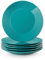 LOVECASA, Series Sweet, Dinner Plates, Porcelain Dinner Plate Set, 26.5 cm Side Plate Snack Plate Salad Plate, Set of 6, 26.5 x 26.5 x 3 cm, Dark Green