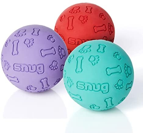 Snug Rubber Dog Balls for Small and Medium Dogs - Tennis Ball Size - Virtually Indestructible (3 Pack - Fresh)