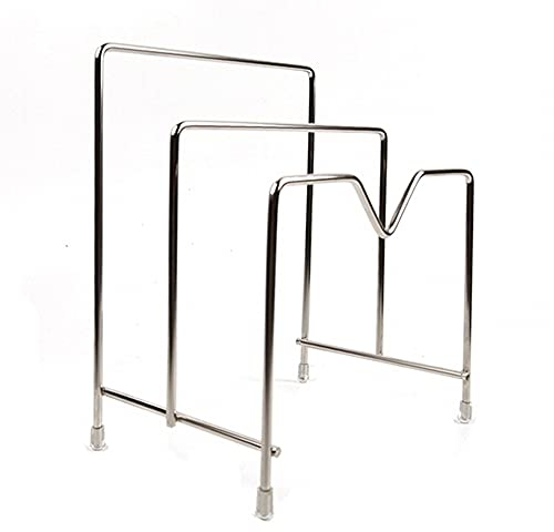 MEROURII Kitchen Bakeware Organiser,Stainless Steel 2 Slot Pot Lid Holder Stand,Pot Cover Rack for Cabinets,Pantries Kitchen Surfaces