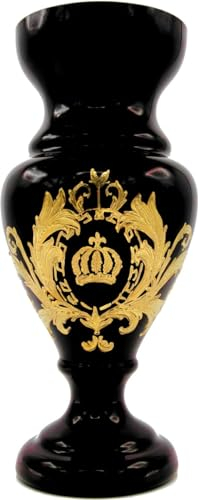 Pompöös by Casa Padrino Luxus Pokal Vase mit 24 Karat Vergoldung Schwarz/Gold Ø 14 x H. 30,5 cm - Pompööse Blumenvase designed by Harald Glööckler