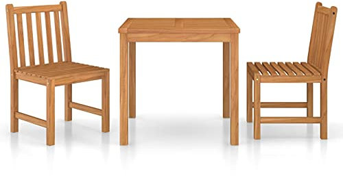 Tidyard Teak Massiv Gartenmöbel 3-TLG. Garten-Essgruppe Sitzgruppe Gartengarnitur Gartenset Sitzgarnitur Gartentisch Gartenstuhl Tisch Stühle Holztisch Holzstuhl