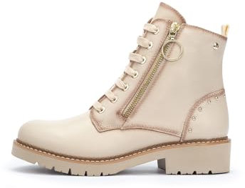 Pikolinos Botines Planos en Cuero Vicar para Señora Color Marfil