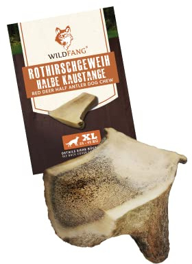 Wildfang® Halbe Kaustangen Hund Rothirsch-Geweih – Natürliches Hundespielzeug, Hirschgeweih & Geweihe für Hunde, Zahnpflege ohne Zusätze, Hundeleckerli, idealer Kauknochen Hund 25–45 kg – 1er Pack