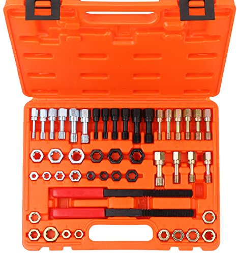 Brimix 48 pcs Kit de reparación restaurador de roscas métricas, M6 M8 M10 M11 M12 M14 para Reparar Restaurar Dientes pasados de Tuercas y Tornillos, tapon Carter, Cajas de Cambio, etc