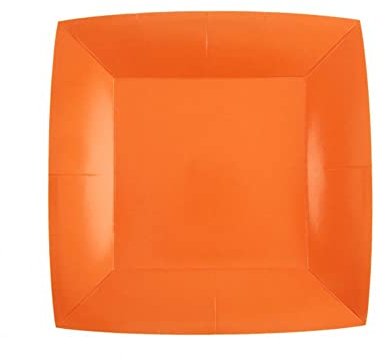 Santex - 10 Assiettes Carton Bio CARRÉES 23CM Orange