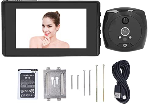 Drahtlose Türklingelkamera Mit Gong, 4,3 Zoll 1080p-hd 2 Millionen Px Wiederaufladbar Video-türklingelkamera Mit 2-wege-audio Nachtsicht Bewegungserkennung Weitwinkel 155° Gucklochkamera(Schwarz)