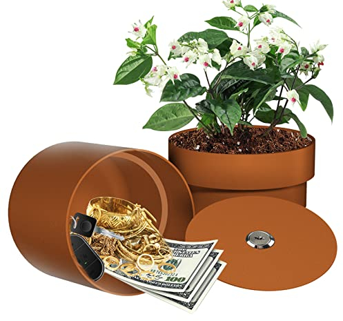 Versteckter Blumentopf aus Metall, geheimer Umleitungssafe mit Schloss zum Verstecken der Wertsachen, Behälter mit versteckten Fächern, wasserdicht und feuerfest
