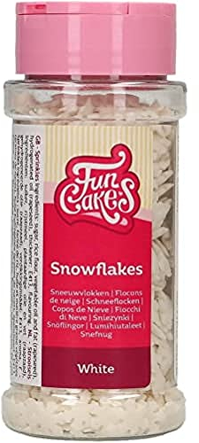FunCakes Glitter Schneeflocken Weiß: Kuchenstreusel, guter Geschmack, perfekt zum Dekorieren von Kuchen, Schneeflockenstreusel. 50 g.