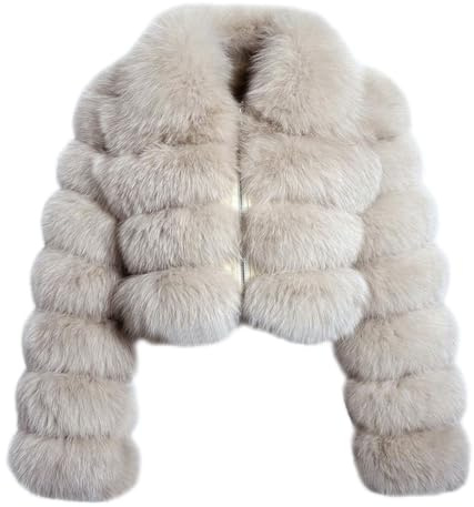 loveimgs Damen Flauschige Kunstpelzmantel Kurzmantel Puffer Mantel Reißverschluss Up Winter Warm Flauschig Teddy Jacke
