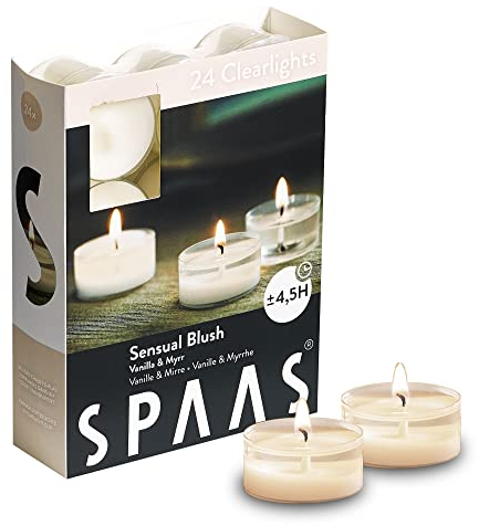 24 SPAAS© Duftkerzen in Geschenkverpackung 4,5 h Brenndauer Clearlights Duft Teelicht Duftlicht Kerzen (Sensual Blush (Vanille/Myrrhe))