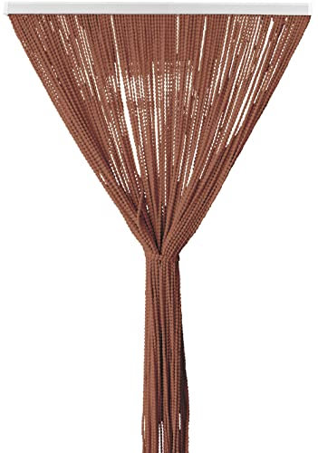 IlGruppone Tenda Antimosche per Porta Finestra a Pannello con Telaio in PVC, in più Colori, Moschiera con Corde a Pallini per Esterno Interno Fili a Caduta - Marrone - 120 x 220