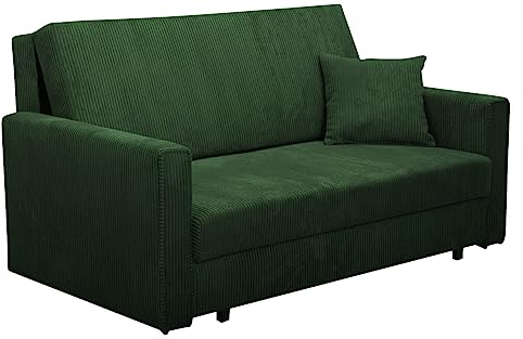 Mirjan24 Sofa Viva Bis Premium III mit Schlaffunktion, Bettsofa, 3 Sitzer Polstersofa mit Bettkasten inkl. Kissen, Sofagarnitur, Schlafsofa, Wohnlandschaft, Stoff: Cord (Poso 14)