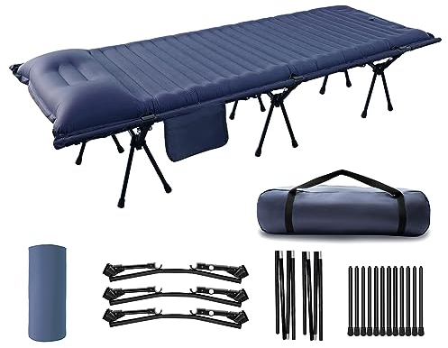 ONTYZZ Campingbett Feldbett Klappbar Ultraleicht Tragbar Anti-Ripstop Verdickte Schlafmatte Outdoor mit Aluminium Stützen Feldbetten für Garten Reisen Indoor Strand Camping Bett Belastbarkeit 160kg