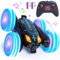 Vubkkty Ferngesteuertes Auto, 360° drehbar, mit Radlichtern und Scheinwerfern, 4WD 2,4 GHz, doppelseitig, schnell und umklappbar, ferngesteuertes Spielzeugauto für Kinder (blau)