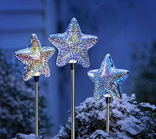 Weltbild LED-Gartenstecker Sternenfunkeln, 3er-Set, Outdoor-Batteriebox mit An-/Ausschalter und 6-Stunden-Timer, Kabellänge bis zum ersten Gartenstecker 100 cm