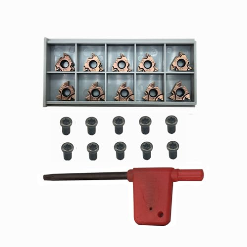 ASZLBYM 5-Stück 16IR AG60 mit 5-Stück 16ER AG60 CNC Drehmaschine Wendeschneidplatte Hartmetall Wendeschneidplatte,mit Schraube.