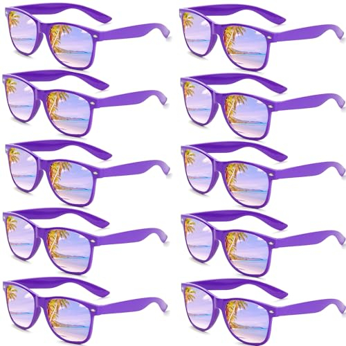 FSMILING Lot De Lunettes De Soleil Violet Pack Lunettes De Fête Lunettes Couleur Pour Femmes Hommes Adulte Evjf Anniversaire Beach Pool Party (10 Pack)