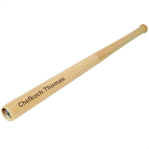 Große Pfeffermühle mit Gravur (zB Namen) personalisierter Baseballschläger XXL Länge 71 cm Gewürzmühle aus Holz