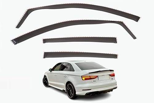 Set Of 4 Wind Deflectors Compatible with AUDI A3 S3 RS3 4-door SALOON/SEDAN 2013 2014 2015 2016 2017 2018 2019 Models.