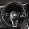 HighnessHwoo 3D Car Steering Wheel Cover Comfort Grip Massage Sporty Anti-Slip Carbon Fiber Faux Leather for Sedan Suv, Universal Fit, Car Handle Covers for All Seasons, 37-38cm, Orange