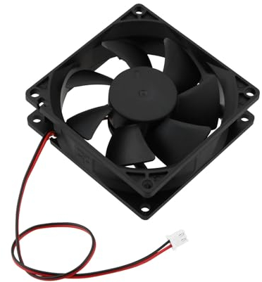 be in your mind 1 Pièce Ventilateur de Refroidissement sans Balais 80mm x 80mm x 25mm DC 12V 0,2a Double Roulement à Billes 2 Broches Plastique 8025 7 Pales Noir