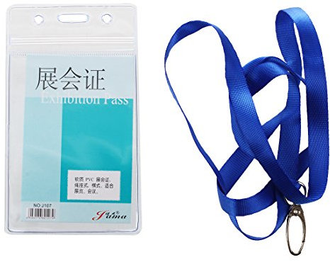 Joselin Lot de 2 porte-cartes verticaux en plastique transparent avec cordon tour de cou