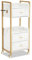 M MCombo Servierwagen mit Rollen & 3 Schubladen, Friseurwagen Rollwagen, Salon Trolley mit 2 Ablagen & Föhnhalter, Moderner Arbeitswagen für Bad Wohnzimmer, 30x40x95cm, 0022 (Weiß-Gold)