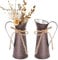 RANJIMA Juego de 2 jarrones decorativos vintage de metal, jarrones decorativos para cocina, jarrones decorativos, estilo rústico, decoración de mesa, decoración para ventanas, para plantas