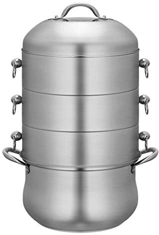 JKSVTF Dampfgarer 304 Edelstahl Mehrschichtiger Dicker Doppelboden Dampfgarer Drei Schichten Dampfgarer (30cm)