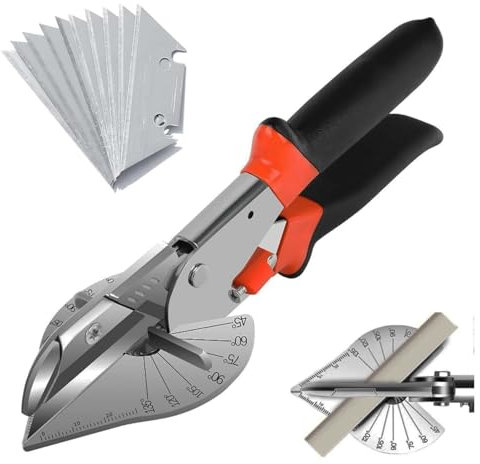 GIONAR Miter Shears, Venetian Blind Cutter, Trunking Scissors, 45 to135 Degree Multi-Angle Trim Cutter for PVC PPR, Branch & Wire, Precision Angle Cutter for Wood Moulding, Includes 10 Spare Blades