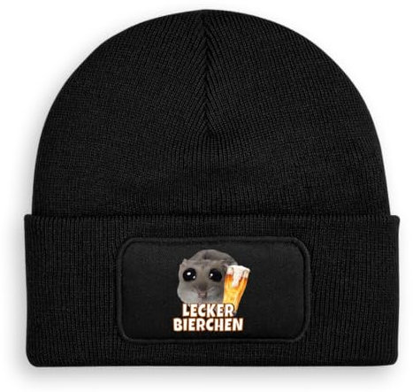 Prozente Momente Lecker Bierchen - Beanie | Strickmütze | Wollmütze | Beanie mit Druck | lustige Sprüche | Apres-Ski | Winter | Schwarz