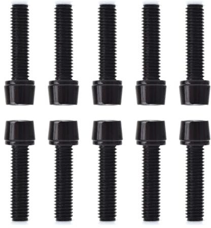 10 Pcs Bicycle Stem Bolts, M5 x 20 mm Bike Stem Fixed Screws with Washers, 1 Colors Bike Disc Brake Caliper Bolts, Handlebar Stem Screws for Road Mountain Bicycle (Black)