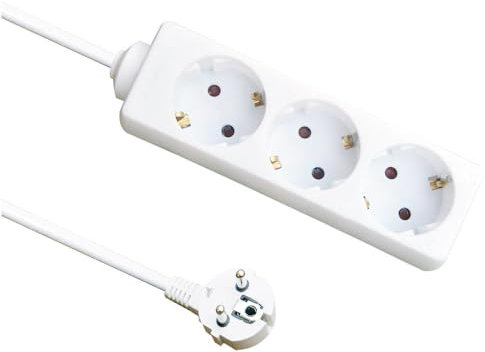 Base múltiple de 3 enchufes, Cable de 3 m, 3 gx 1,5 mm, máxima Potencia de 3500 W, Ideal para Alimentar Dispositivos eléctricos y Cargar.