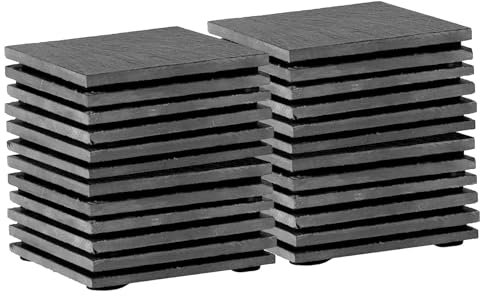 Argon Tableware Square Slate Coasters - 10cm - 24 Piece Drink Coasters Black Stone Natural Slate Smooth Edge Drink Mat Cup Mats for Kitchen, Bar, Restaurant, Weddings, Events