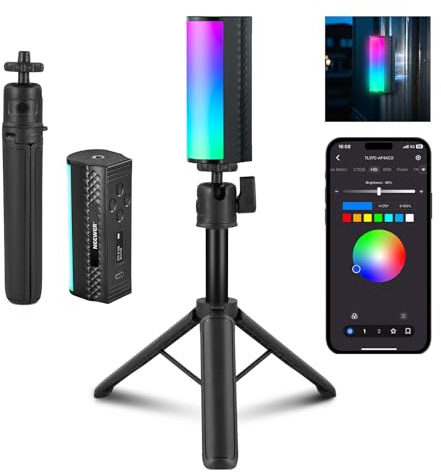 NEEWER Stick LED Magnétique avec Trépied Bureau, 17 Scènes, Contrôle APP, Éclairage Vidéo Mini RGB 360° Complet, 2500K-8500K Réglable CRI97 pour Photographie, Vlog, TikTok, Batterie 2550mAh, TL97C