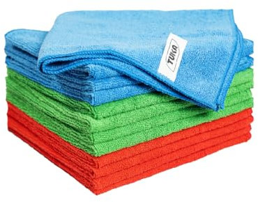 TUKA - 12 Bayetas Microfibra Multiuso 30x40 cm - Pack de 12 Bayetas Reutilizables para Limpieza en Hogar, Cocina, Coche, Baños y Oficina - Absorbentes, Suaves y Sin Rayas (12, Grande)