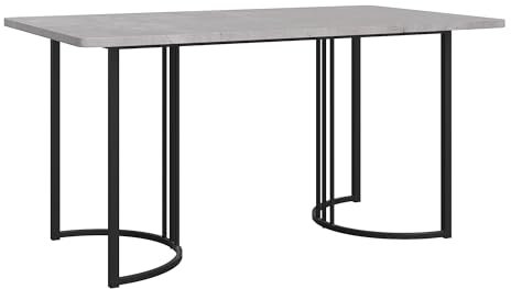 ModernLuxe Esstisch 140 x 80 cm – Rechteckiger Küchentisch in Marmoroptik, Stabiler Esstisch mit Metallgestell & MDF-Tischplatte, verstellbare Füße, für Esszimmer & Wohnzimmer, Grau/Schwarz